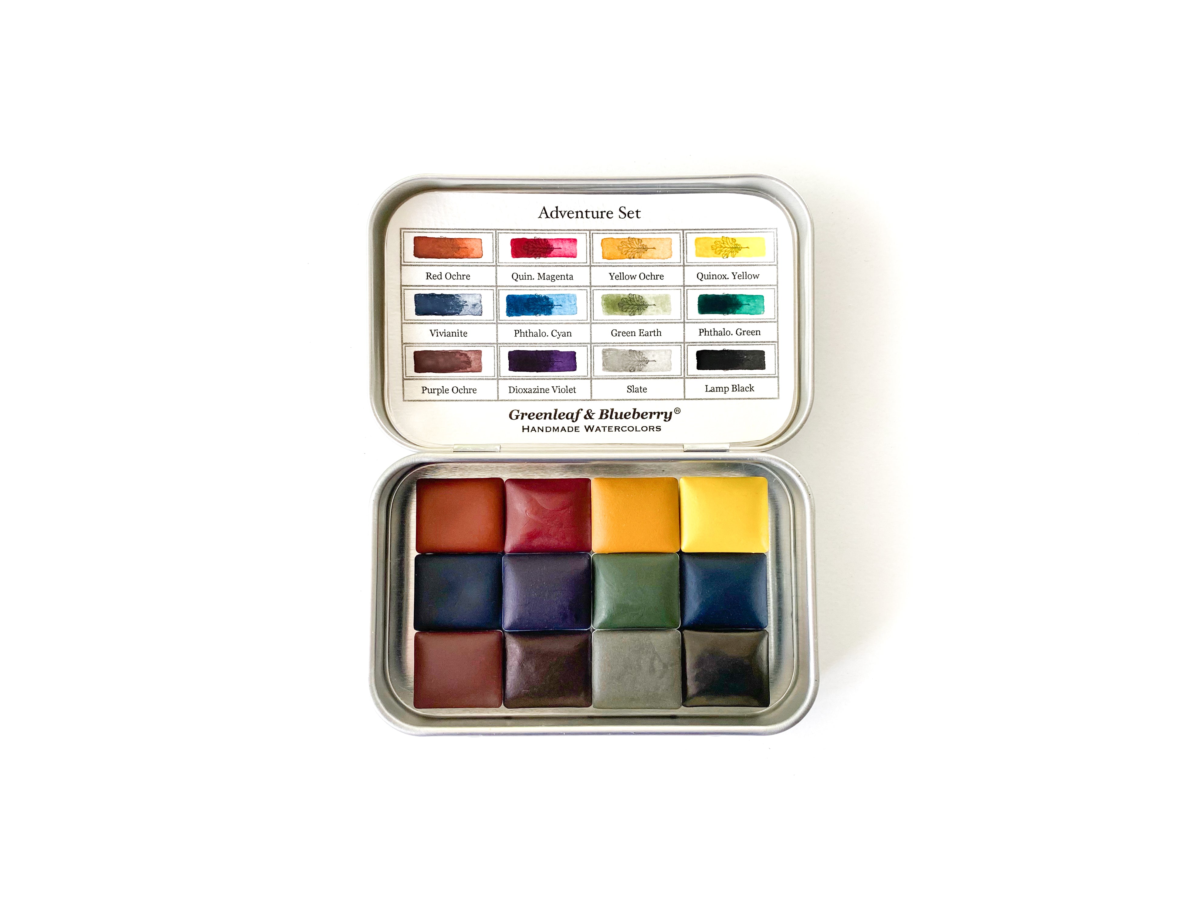 New Adventure Set Watercolor Palette, Half-Pans – Greenleaf & Blueberry